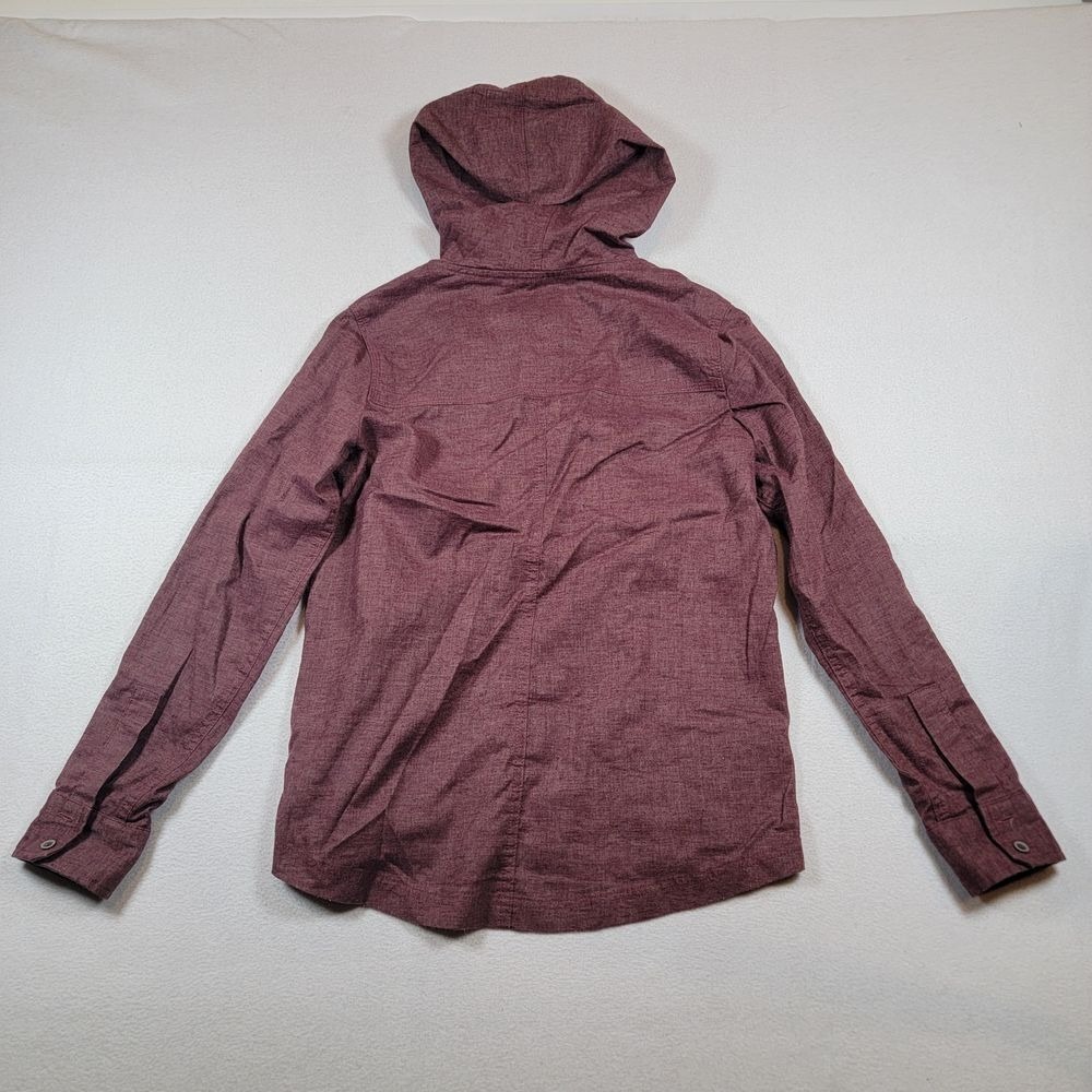 prAna Women's Pullover Hemp Blend Anorak Sz S Maroon Hooded Stretch Outdoor - Picture 2 of 8